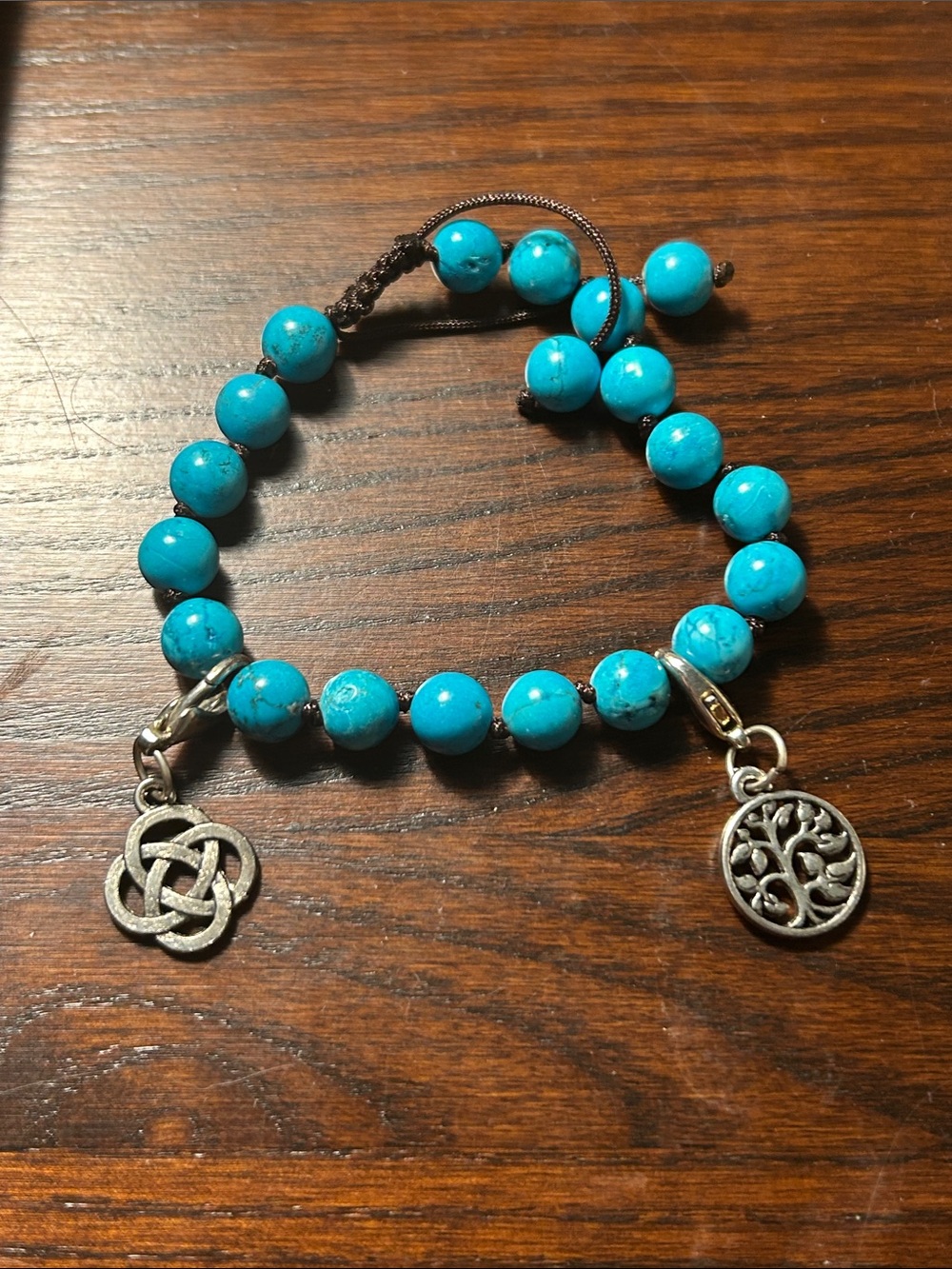 Turquoise Beaded Charm Bracelet - Blue